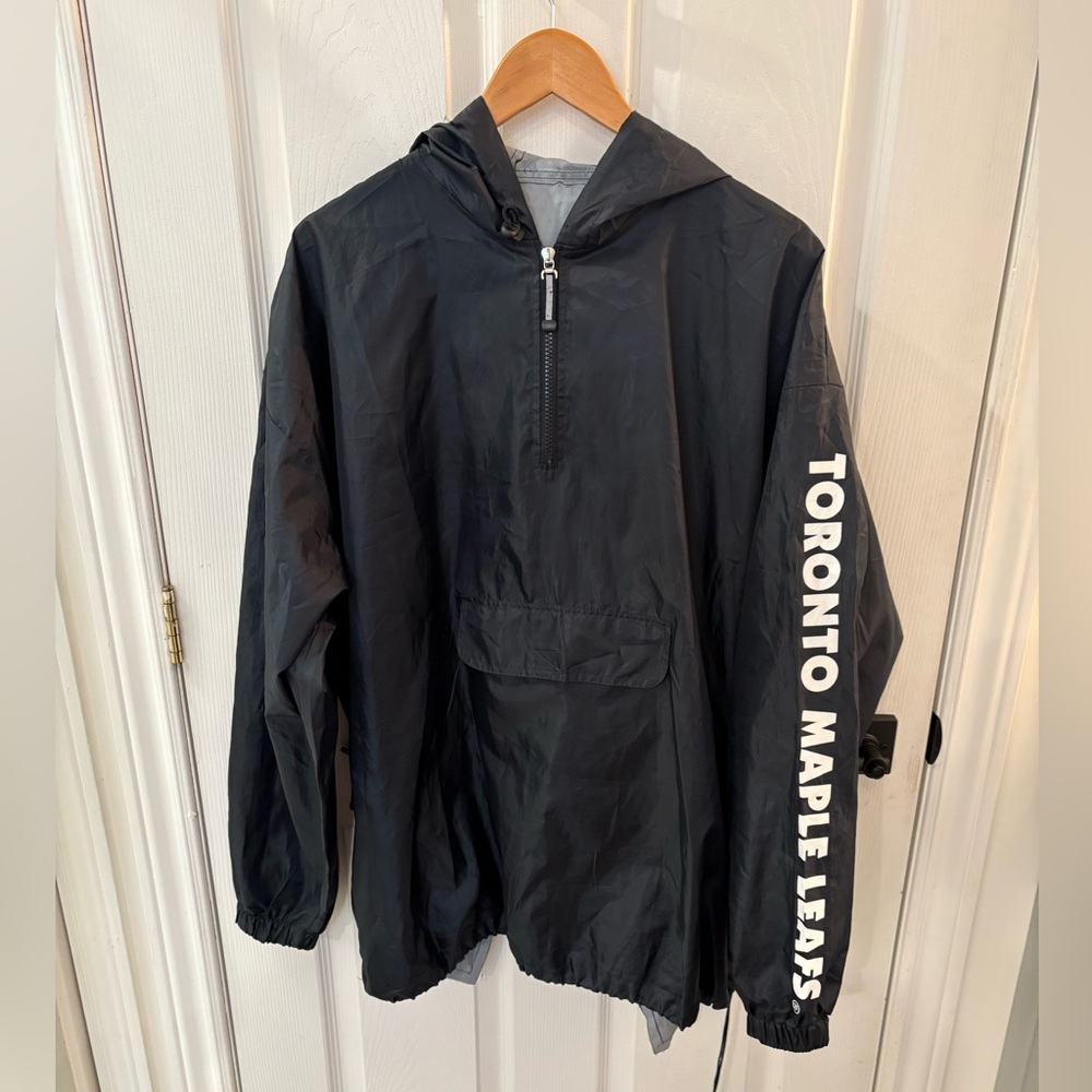 Vintage Black Maple Leafs Windbreaker Jacket